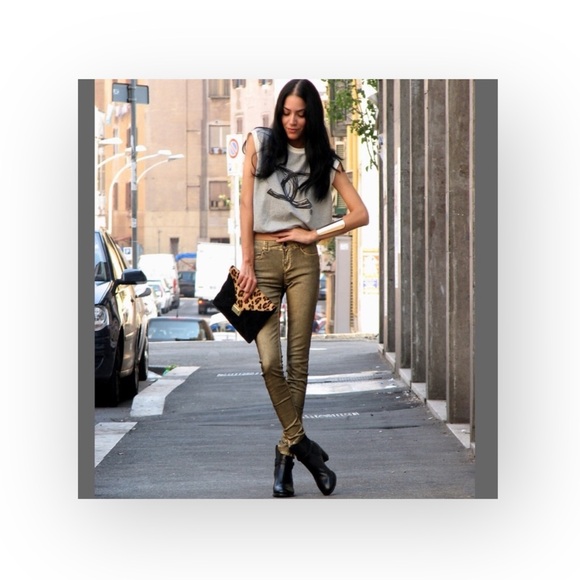 new Joe's Jeans ㋛ The Sparkle Honey Curvy Skinny Jean ㋛ Gold Bronze Shimmer ㋛ 25 - Picture 15 of 16